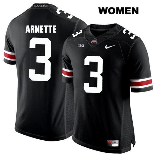 Ohio State Buckeyes Women's Damon Arnette #3 White Number Black Authentic Nike College NCAA Stitched Football Jersey MH19A72EN